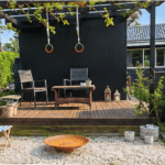 Kolonihave med terrasse og hængekøje